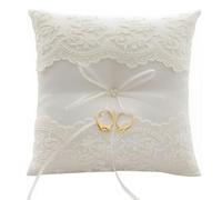 Voarge Wedding Ring Cushion with Lace and Flower Embroidered Ring Pillow White Floral