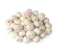 Voarge Wooden Balls with Face for Worry Worm 20 mm Wooden Beads with Face Lucky Worms Beads with Face Wooden Balls with Hole Pack of 100
