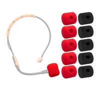 Voarmaks 10 Pcs Mic Covers Pop Filter Compatible with Shure SM31FH SM31 Fitness Headset, PGA31, P31 Headset Microphone Bulk Value Bundle Windscreen, Red+Black
