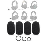 Voarmaks 4-Pack Mic Foam Covers Compatible with Corsair HS70 Pro, Void Elite headset, Virtuoso XT Mic, HS60s Wireless Gaming Headset + 12 O-Rings in 3 Sizes - Microphone Windscreen Pop Filter