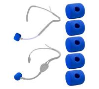 Voarmaks 5 Pcs Mic Covers Windscreens Compatible with YesMic, Soundtechnic FITNESS 1, AKG HC644-MD, C520, C555, C544, CAD Audio C98 Drum Mic, Clubs Mic Microphone Headphone Pop Filters, Blue