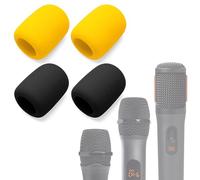 Voarmaks Foam Mic Cover Compatible with JBL PartyBox Wireless Mic Microphones, Wireless Two Microphone System, PartyBox Mic 100, Karaoke Microphone Sponge Windscreen Pop Filter 4-Pack, Yellow Black