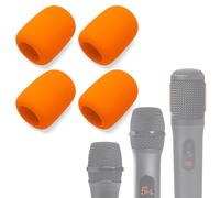 Voarmaks Foam Mic Cover Compatible with JBL PartyBox Wireless Mic Microphones, Wireless Two Microphone System, PartyBox Mic 100 Wird Microphone Sponge Windscreen Pop Filter 4-Pack, Orange