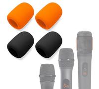 Voarmaks Foam Mic Cover Compatible with JBL PartyBox Wireless Mic Microphones, Wireless Two Microphone System, PartyBox Mic 100, Karaoke Microphone Sponge Windscreen Pop Filter 4-Pack, Orange Black
