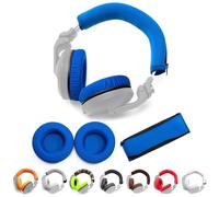 Voarmaks Thick Soft Protein Leather Ear Pads & Headband Cushion Cover Replacement Kits Compatible with Pioneer HDJ-X5 X5BT HDJ-X7 X7BT HDJ-X10 DJ Headphone (Blue Polyester Kits)