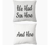 Voatok Funny We Had Sex Here and Here Throw Pillow Covers, Set of 2, 18 x 18 inch, Humorous/Sexy, Print, Living Room, Bedroom, Front Porch, Garden, Office, Car