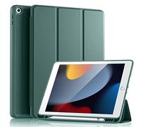 Vobafe Case for iPad 9th 8th 7th Generation 10.2 Inch Case (2021/2020/2019 Model, iPad 9/8/7), Flexible TPU Back Cover, with Pencil Holder, Auto Wake/Sleep, PineGreen