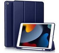 Vobafe Case for iPad 9th 8th 7th Generation 10.2 Inch Case (2021/2020/2019 Model, iPad 9/8/7), Flexible TPU Back Cover, with Pencil Holder, Auto Wake/Sleep, Blue