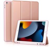 Vobafe Case for iPad 9th 8th 7th Generation 10.2 Inch Case (2021/2020/2019 Model, iPad 9/8/7), Flexible TPU Back Cover, with Pencil Holder, Auto Wake/Sleep, RoseGold