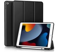 Vobafe Case for iPad 9th 8th 7th Generation 10.2 Inch Case (2021/2020/2019 Model, iPad 9/8/7), Flexible TPU Back Cover, with Pencil Holder, Auto Wake/Sleep, Black