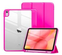 Vobafe Case for iPad A16 11th Generation 11 inch 2025/iPad 10th Generation 10.9 inch 2022, PC Clear Back Cover, Trifold Stand for iPad 10/11th Gen with Pencil Holder, Auto Wake/Sleep, Rose