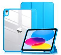 Vobafe Case for iPad A16 11th Generation 11 inch 2025/iPad 10th Generation 10.9 inch 2022, PC Clear Back Cover, Trifold Stand for iPad 10/11th Gen with Pencil Holder, Auto Wake/Sleep, Skyblue