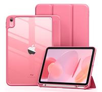 Vobafe Case for iPad (A16) 11th Generation 11 Inch 2025/iPad 10th Generation 10.9 Inch 2022 with Pencil Holder, PC Clear Back Cover, Slim Trifold Stand Case Supports Auto Wake/Sleep, Pink