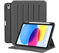 Vobafe Case for iPad A16 Case 11th Generation 11 Inch 2025/iPad 10th Generation 10.9 Inch 2022 with Pencil Holder, Folio Stand with Flexible Back Cover, Charcoal Black