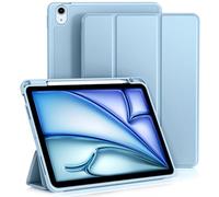 Vobafe Case for iPad Air 11 Inch Case 2024 / Air 6th 5th 4th Generation 2022/2020 10.9 Inch, Flexible TPU Back Cover with Pencil Holder, [Support Apple Pencil Charging][Auto Wake/Sleep]-Light Blue