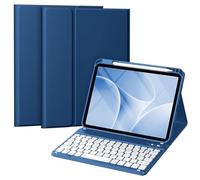 Vobafe Case Keyboard for iPad A16 11th/10th Generation (2025/2022, 10.9/11 Inch), Magnetic Detachable Keyboard with Secure Keycaps, Smart Folio Cover with Pencil Holder, UK Layout, Navy
