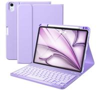 Vobafe Case with Keyboard for iPad Air 11 inch M4 2026 M3 2025 M2 2022/iPad Air 5 4 2022 2020 10,9 inch, 7 Color Backlight Wireless Detachable Keyboard Cover with Pencil Holder, UK Layout, Lavender