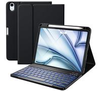 Vobafe Case with Keyboard for iPad Air 11 inch M4 2026 M3 2025 M2 2022/iPad Air 5 4 2022 2020 10,9 inch, 7 Color Backlight Wireless Detachable Keyboard Cover with Pencil Holder, UK Layout, Black