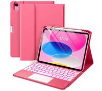 Vobafe Case with Touchpad Keyboard for iPad A16 11th Generation 2025 11 inch/iPad 10th Gen 2022 10.9 inch, Folio Cover with Pencil Holder, Detachable 7 Colors Backlit Keyboard, UK Layout, Pink