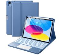 Vobafe Case with Touchpad Keyboard for iPad A16 11th Generation 2025 11 inch/iPad 10th Gen 2022 10.9 inch, Folio Cover with Pencil Holder, Detachable 7 Colors Backlit Keyboard, UK Layout, Blue