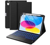 Vobafe Case with Touchpad Keyboard for iPad A16 11th Generation 2025 11 inch/iPad 10th Gen 2022 10.9 inch, Folio Cover with Pencil Holder, Detachable 7 Colors Backlit Keyboard, UK Layout, Black