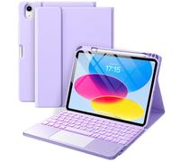 Vobafe Case with Touchpad Keyboard for iPad A16 11th Generation 2025 11 inch/iPad 10th Gen 2022 10.9 inch, Folio Cover with Pencil Holder, Detachable 7 Colors Backlit Keyboard, UK Layout, Purple