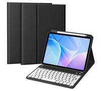 Vobafe Keyboard Case for iPad A16 11th/10th Generation (2025/2022, 10.9/11 Inch), Magnetic Detachable Keyboard with Secure Keycaps, Smart Folio Cover with Pencil Holder, UK Layout, Black