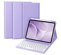 Vobafe Keyboard Case for iPad A16 11th/10th Generation (2025/2022, 10.9/11 Inch), Magnetic Detachable Keyboard with Secure Keycaps, Smart Folio Cover with Pencil Holder, UK Layout, Lavender