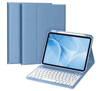 Vobafe Keyboard Case for iPad A16 11th/10th Generation (2025/2022, 10.9/11 Inch), Magnetic Detachable Keyboard with Secure Keycaps, Smart Folio Cover with Pencil Holder, UK Layout, Blue