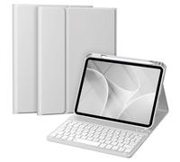 Vobafe Keyboard Case for iPad A16 11th/10th Generation (2025/2022, 10.9/11 Inch), Magnetic Detachable Keyboard with Secure Keycaps, Smart Folio Cover with Pencil Holder, UK Layout, Light Grey