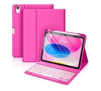 Vobafe Keyboard Case for iPad A16 11th Generation 2025/10th Gen 2022(11/10.9 inch), 7 Colors Backlit Detachable Folio Keyboard Cover with Pencil Holder for iPad 11/10 Gen, UK Layout, Begonia Red
