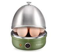 VOBAGA Electric Egg Cooker with Auto Shut-Off Stainless Steel Rack Tray Basket for Soft, Medium, Hard-Boiled Eggs, Poached, Custard & More, 7 Capacity, Retro Green