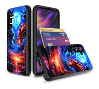 Vobber for Galaxy A16 5G Case,Wallet Case Hidden Card Slot Holder Shockproof TPU and PC Dual Layer Protective Case Cover for Samsung Galaxy A16 5G 6.7 Inch 2025,Ice Fire Dragon Moon