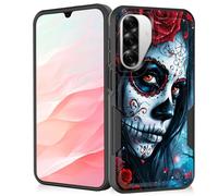 Vobber for Galaxy A17 5G Case,Heavy Duty Dual Layer Hybrid Hard PC Soft Rubber Shockproof Protective Rugged Bumper Case for Samsung Galaxy A17 5G 6.7 Inch 2025,Sugar Skull with Red Roses