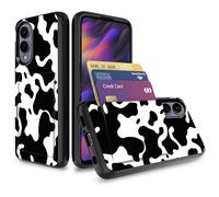 Vobber for Galaxy S25 Edge Case,Wallet Case Hidden Card Slot Holder Shockproof TPU and PC Dual Layer Protective Case Cover for Samsung Galaxy S25 Edge 2025,Cute Cow Print