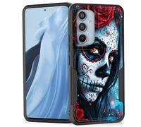 Vobber for Galaxy S25 FE Case,Heavy Duty Dual Layer Hybrid Hard PC Soft Rubber Shockproof Protective Rugged Bumper Case for Samsung Galaxy S25 FE 6.7 Inch 2025,Sugar Skull with Red Roses