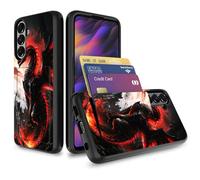 Vobber for Galaxy S26 Plus Case,Wallet Case Hidden Card Slot Holder Shockproof TPU and PC Dual Layer Protective Case Cover for Samsung Galaxy S26 Plus 6.7 Inch 2026,Dragon with Fire