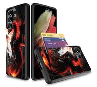 Vobber for Galaxy S26 Ultra Case,Wallet Case Hidden Card Slot Holder Shockproof TPU and PC Dual Layer Protective Case Cover for Samsung Galaxy S26 Ultra 6.9 Inch 2026,Dragon with Fire