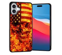 Vobber for iPhone 17 Case,Slim Anti-Scratch Architecture TPU Shockproof Protective Case Cover for iPhone 17 6.3" 2025,Flaming American Flag Skull