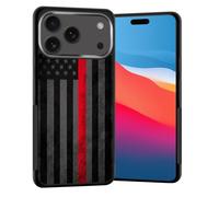 Vobber for iPhone 17 Pro Max Case,Slim Anti-Scratch Architecture TPU Shockproof Protective Case Cover for iPhone 17 Pro Max 6.9" 2025,Thin Red Line USA Flag