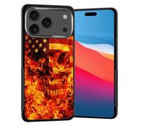 Vobber for iPhone 17 Pro Max Case,Slim Anti-Scratch Architecture TPU Shockproof Protective Case Cover for iPhone 17 Pro Max 6.9" 2025,Flaming American Flag Skull