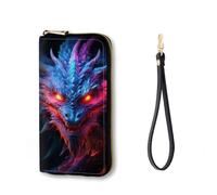 Vobber RFID Blocking Zip Around Wallet for Women with Detachable Strap, Angry Dragon, Wallet-A, Casual