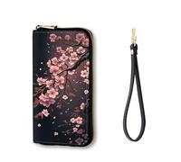 Vobber RFID Blocking Zip Around Wallet for Women with Detachable Strap, Cherry Blossom Tree, Wallet-A, Casual