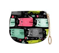 Vobber RFID Blocking Zip Around Wallet for Women with Detachable Strap, Colorful Cats, Wallet-B