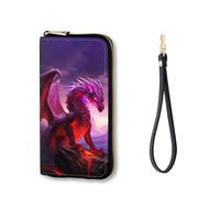 Vobber RFID Blocking Zip Around Wallet for Women with Detachable Strap, Cool Dragon, Wallet-A, Casual