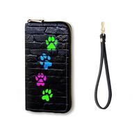 Vobber RFID Blocking Zip Around Wallet for Women with Detachable Strap, Cute Dog Paw, Wallet-A, Casual