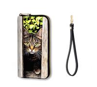 Vobber RFID Blocking Zip Around Wallet for Women with Detachable Strap, Cute Tabby Cat, Wallet-A, Casual