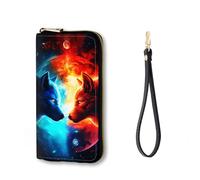 Vobber RFID Blocking Zip Around Wallet for Women with Detachable Strap, Fire Wolf, Wallet-A, Casual