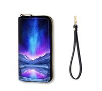 Vobber RFID Blocking Zip Around Wallet for Women with Detachable Strap, Galaxy Snow Mountain Lake-9-424, Wallet-A, Casual