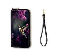 Vobber RFID Blocking Zip Around Wallet for Women with Detachable Strap, Hummingbird Flower, Wallet-A, Casual